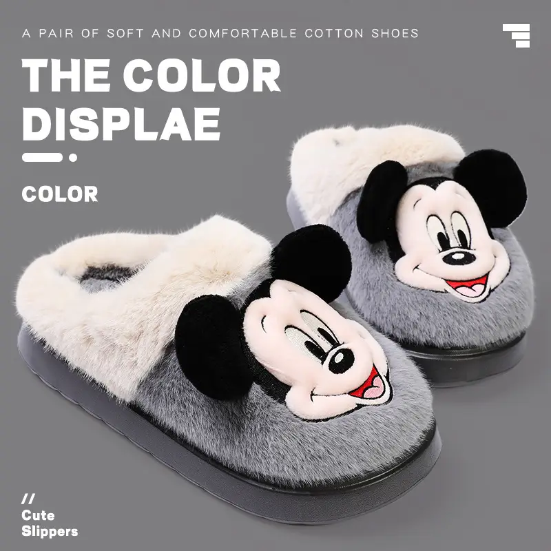 Cute Mickey Mouse Cotton Slippers Winter Warm