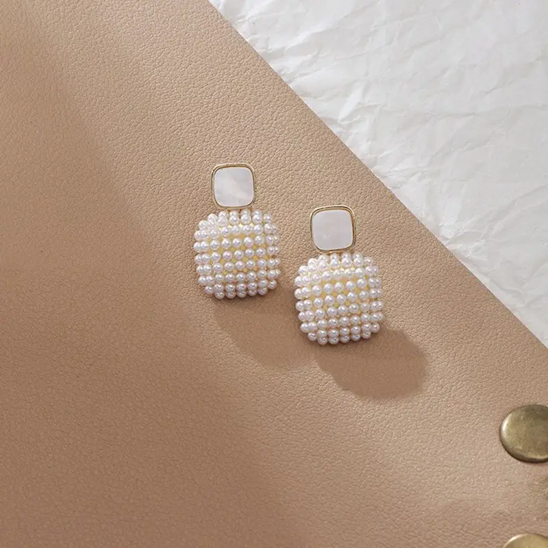 Retro Square Pearl Earrings for Women — feature 1