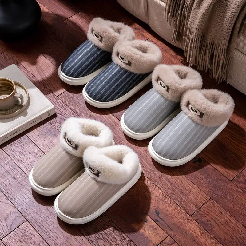 Men's Winter Warm Plush Slippers with Heel - Image 8