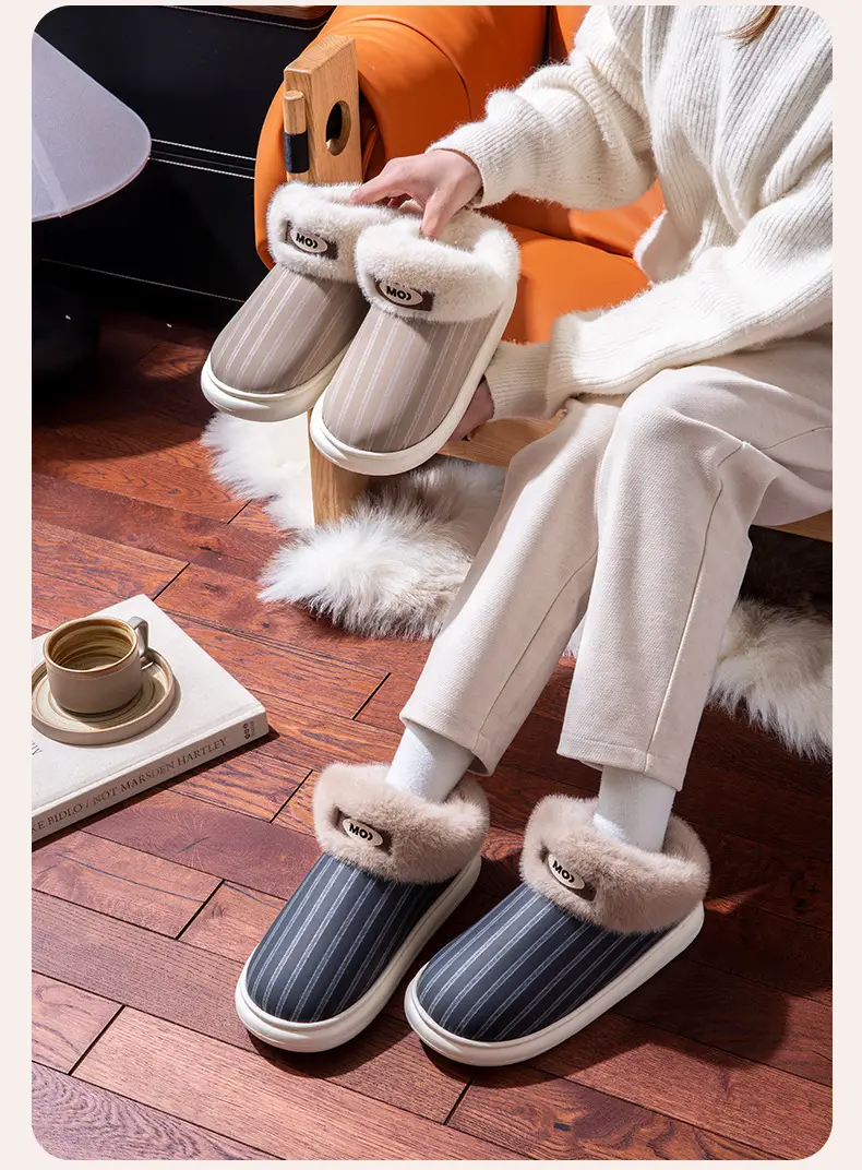 Men's Winter Warm Plush Slippers with Heel — feature 9
