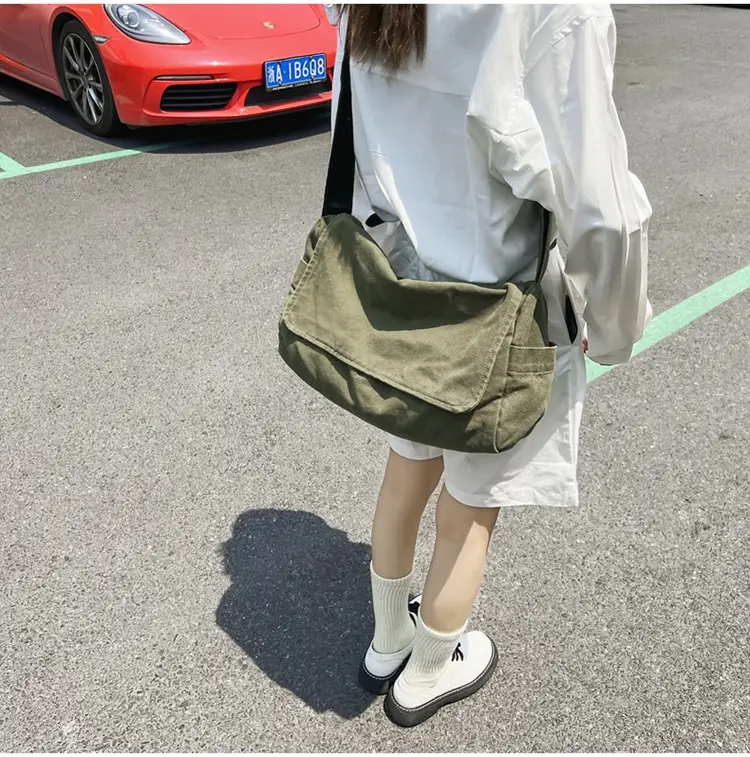 Japanese Style Washable Canvas Crossbody Bag for Women — feature 11