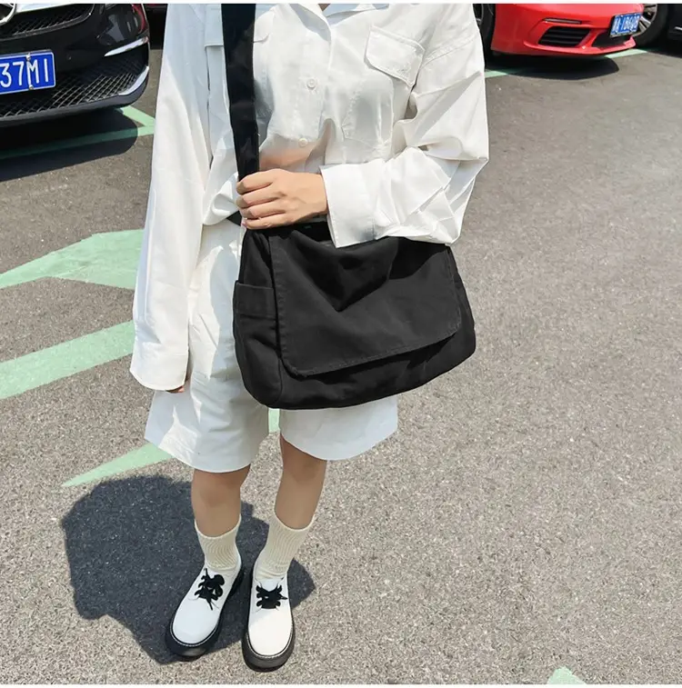 Japanese Style Washable Canvas Crossbody Bag for Women — feature 13