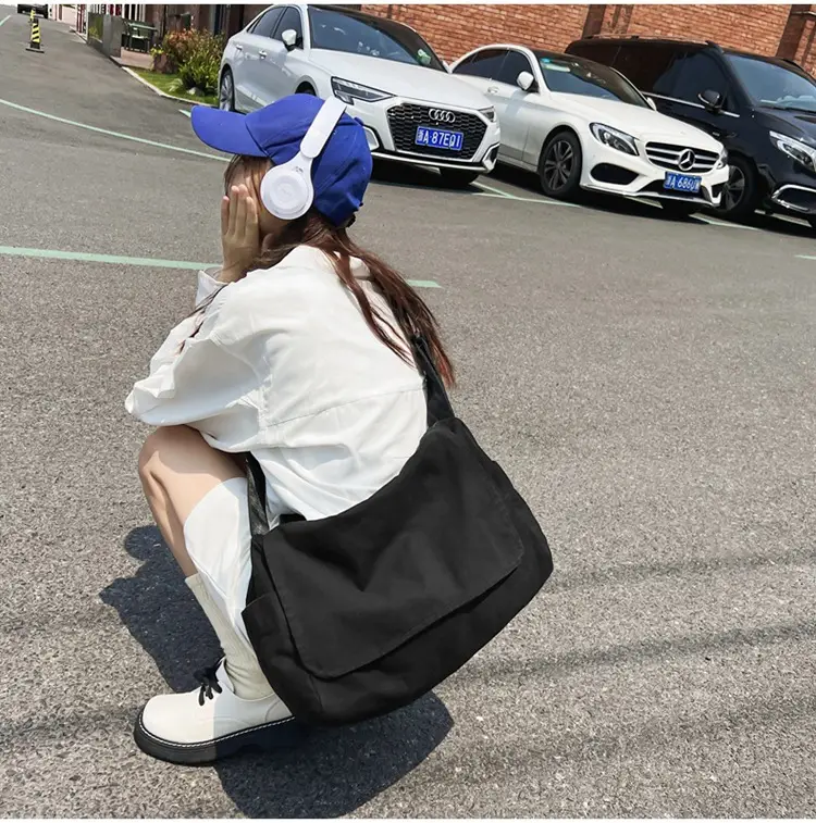 Japanese Style Washable Canvas Crossbody Bag for Women — feature 17