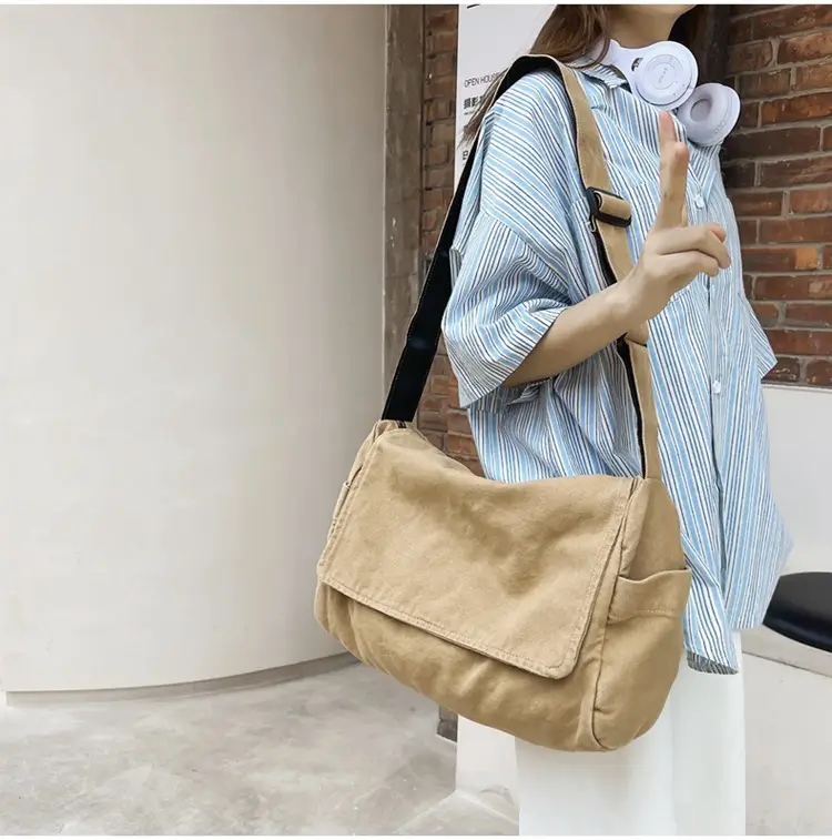 Japanese Style Washable Canvas Crossbody Bag for Women — feature 19
