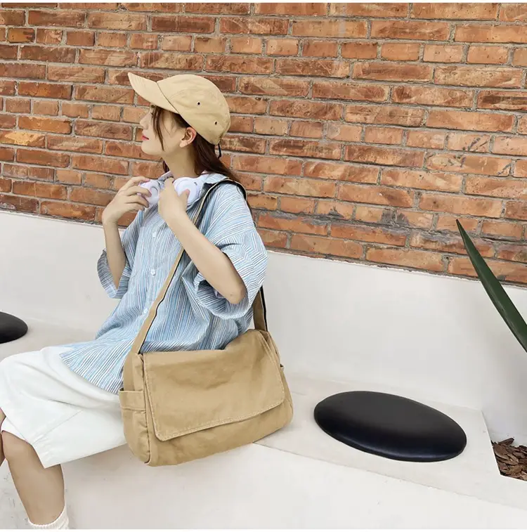 Japanese Style Washable Canvas Crossbody Bag for Women — feature 22