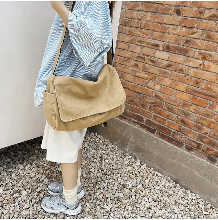 Japanese Style Washable Canvas Crossbody Bag for Women — feature 23