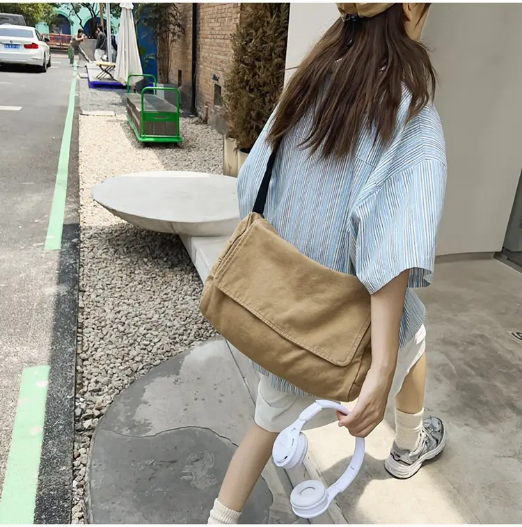 Japanese Style Washable Canvas Crossbody Bag for Women — feature 25
