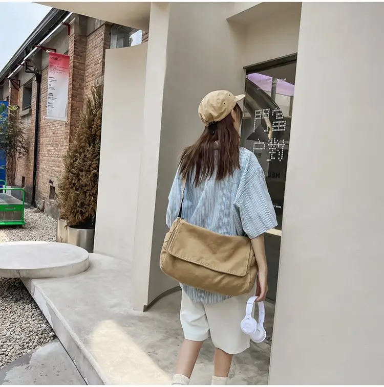 Japanese Style Washable Canvas Crossbody Bag for Women — feature 26