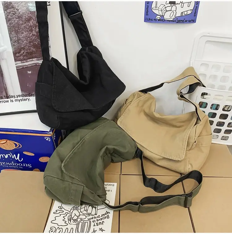 Japanese Style Washable Canvas Crossbody Bag for Women — feature 27
