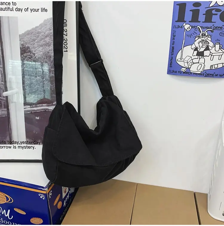 Japanese Style Washable Canvas Crossbody Bag for Women — feature 30