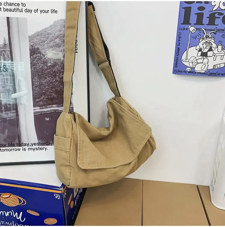 Japanese Style Washable Canvas Crossbody Bag for Women — feature 32