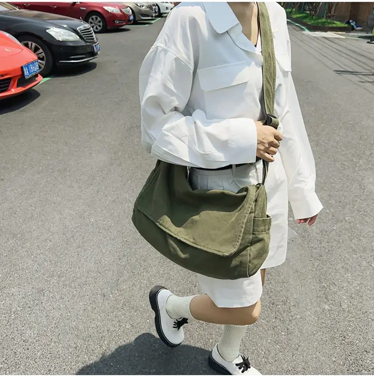 Japanese Style Washable Canvas Crossbody Bag for Women — feature 8