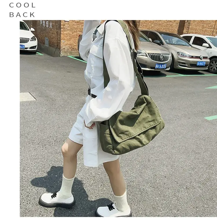 Japanese Style Washable Canvas Crossbody Bag for Women — feature 9