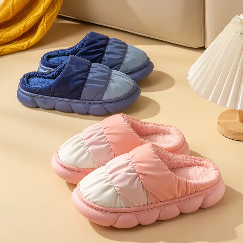 Women Winter Rainproof Cotton Slippers Blue - Image 5