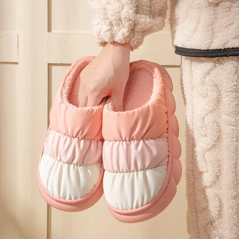 Women Winter Rainproof Cotton Slippers Blue - Image 7