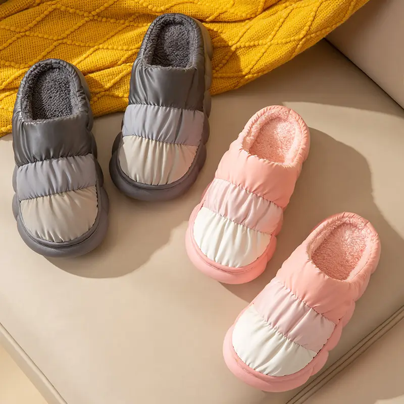 Women Winter Rainproof Cotton Slippers Blue - Image 8
