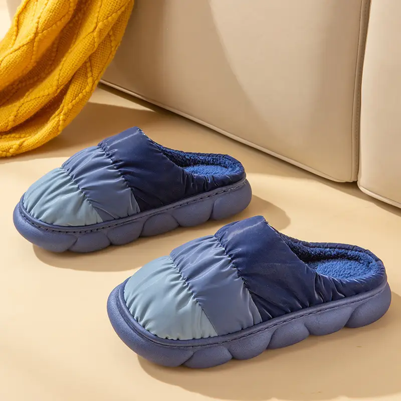 Women Winter Rainproof Cotton Slippers Blue - Image 4