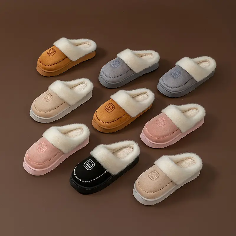 Women's Autumn and Winter Home Plush Warm Thickened Soft-Soled Comfortable Couple Maternity Slippers for Men - Image 8