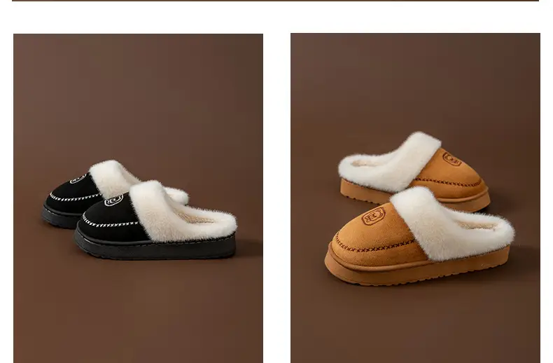 Women's Autumn and Winter Home Plush Warm Thickened Soft-Soled Comfortable Couple Maternity Slippers for Men — feature 20