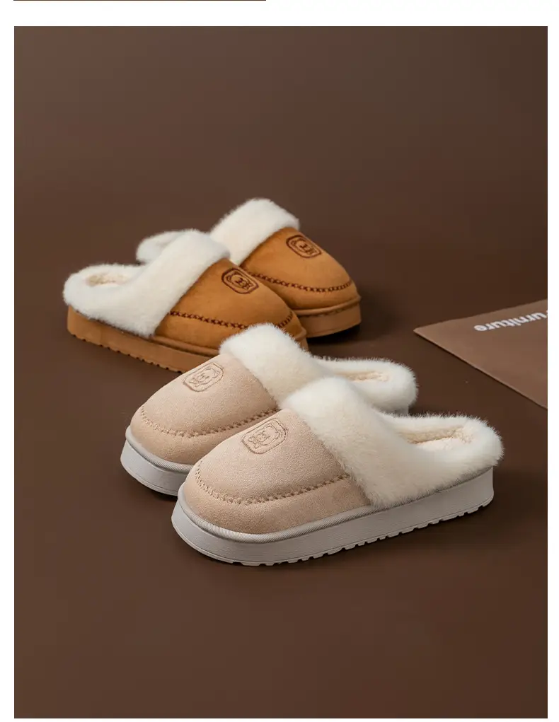 Women's Autumn and Winter Home Plush Warm Thickened Soft-Soled Comfortable Couple Maternity Slippers for Men — feature 21