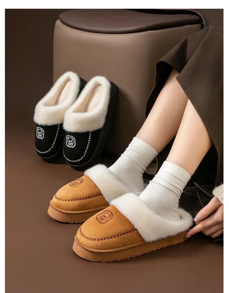 Women's Autumn and Winter Home Plush Warm Thickened Soft-Soled Comfortable Couple Maternity Slippers for Men — feature 22