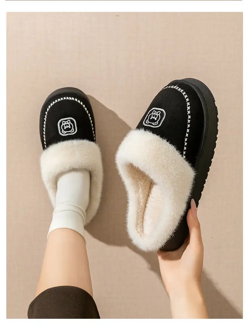 Women's Autumn and Winter Home Plush Warm Thickened Soft-Soled Comfortable Couple Maternity Slippers for Men — feature 23