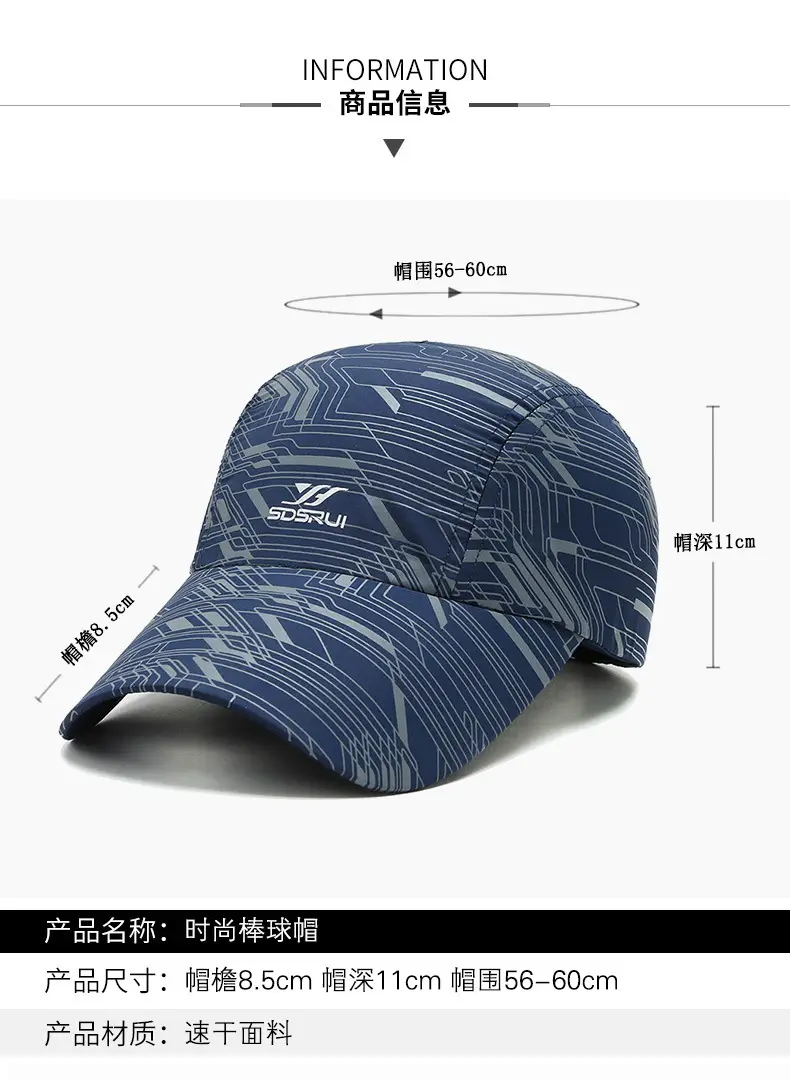 Men Blue Striped Peaked Cap Sunvisor Running Cap — feature 2