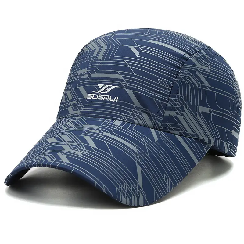 Men Blue Striped Peaked Cap Sunvisor Running Cap - Image 2