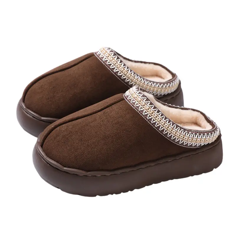 Women's Cotton Ethnic Slippers Warm Winter Brown - Image 7