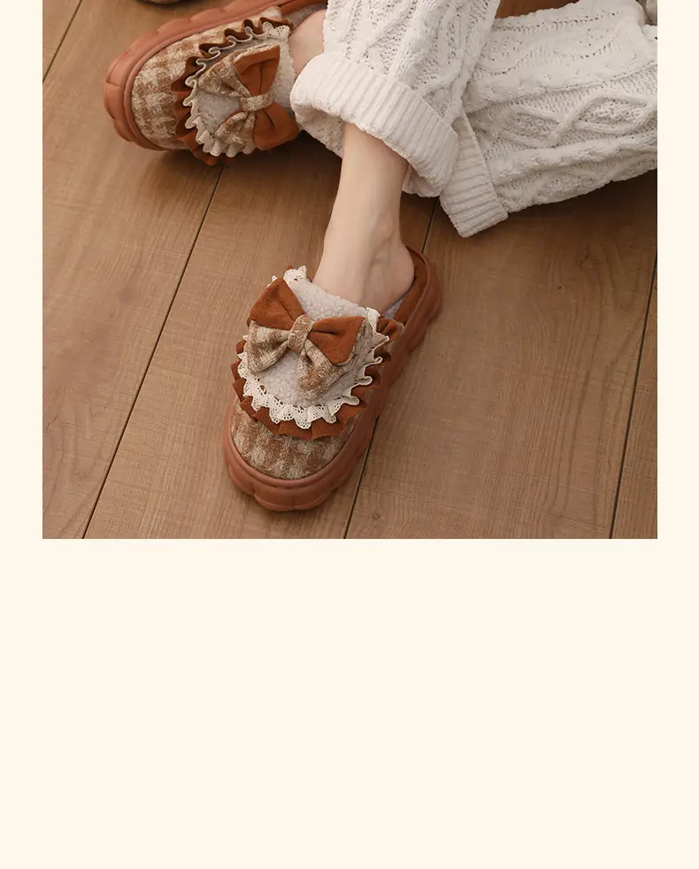 Women Winter Bow Warm Plush Slippers Non-Slip — feature 12