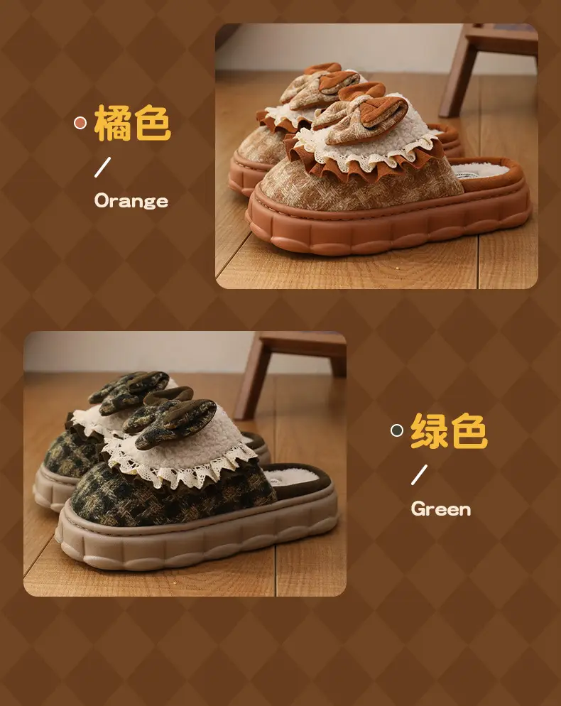 Women Winter Bow Warm Plush Slippers Non-Slip — feature 8