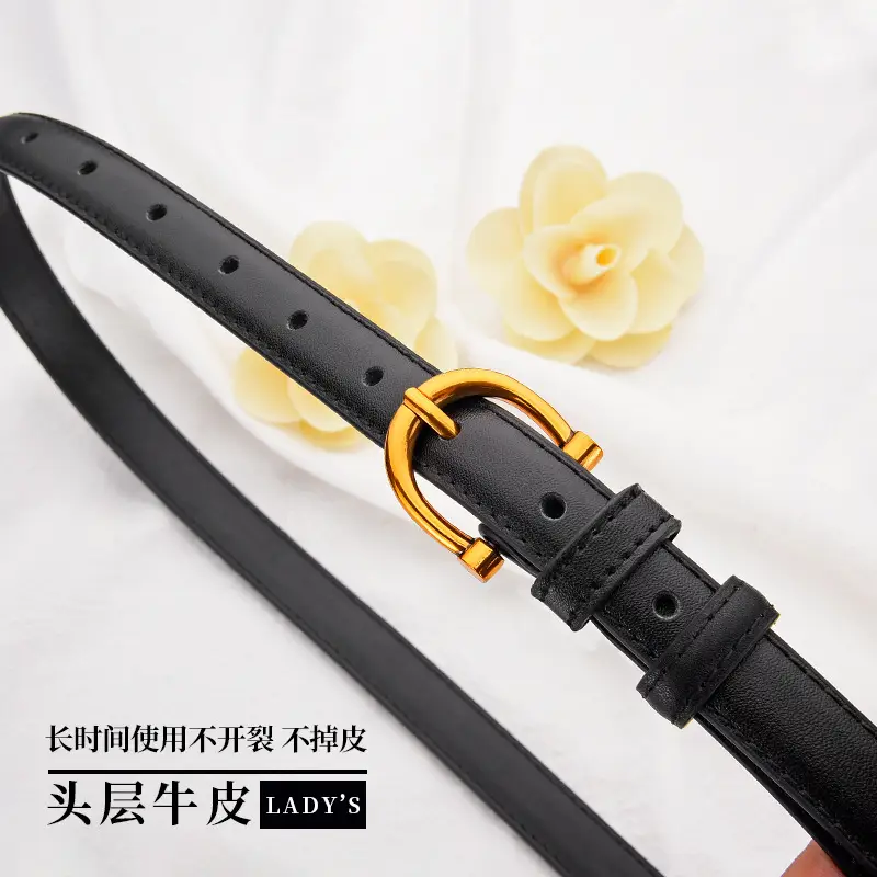 Black Pin Buckle Leather Belt for Women - Image 7
