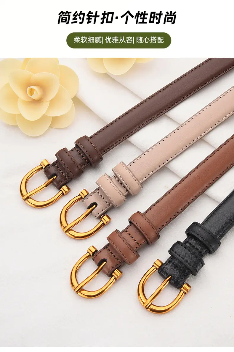 Black Pin Buckle Leather Belt for Women β feature 3