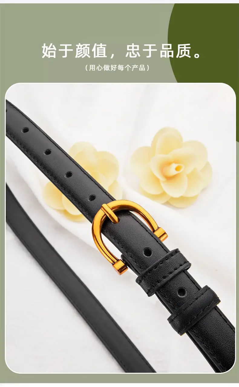 Black Pin Buckle Leather Belt for Women β feature 6