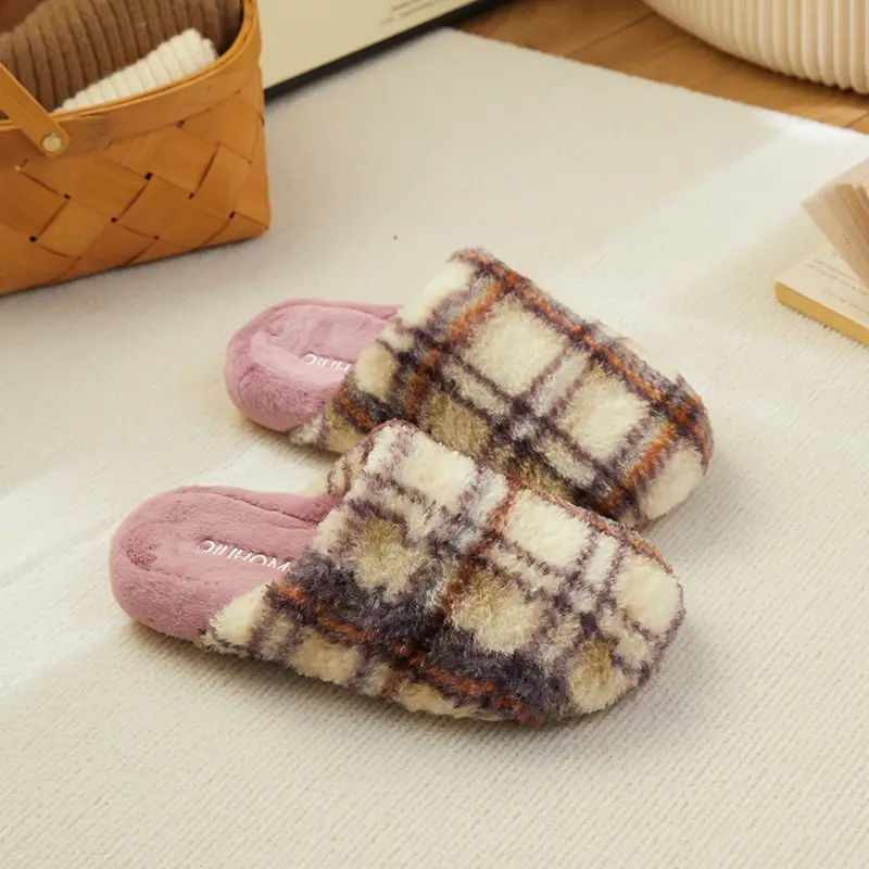 Plush Fur Cotton Slippers for Men Women Autumn Winter Non-Slip - Image 3