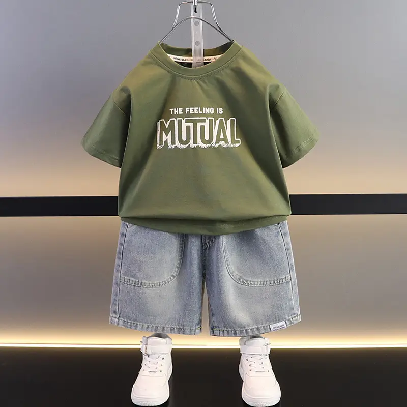 Boys Green Mutual T-Shirt & Denim Shorts Set - Image 4