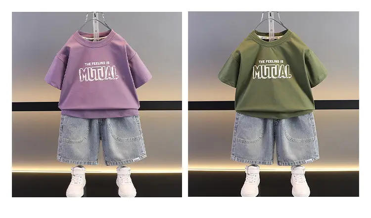 Boys Green Mutual T-Shirt & Denim Shorts Set — feature 6