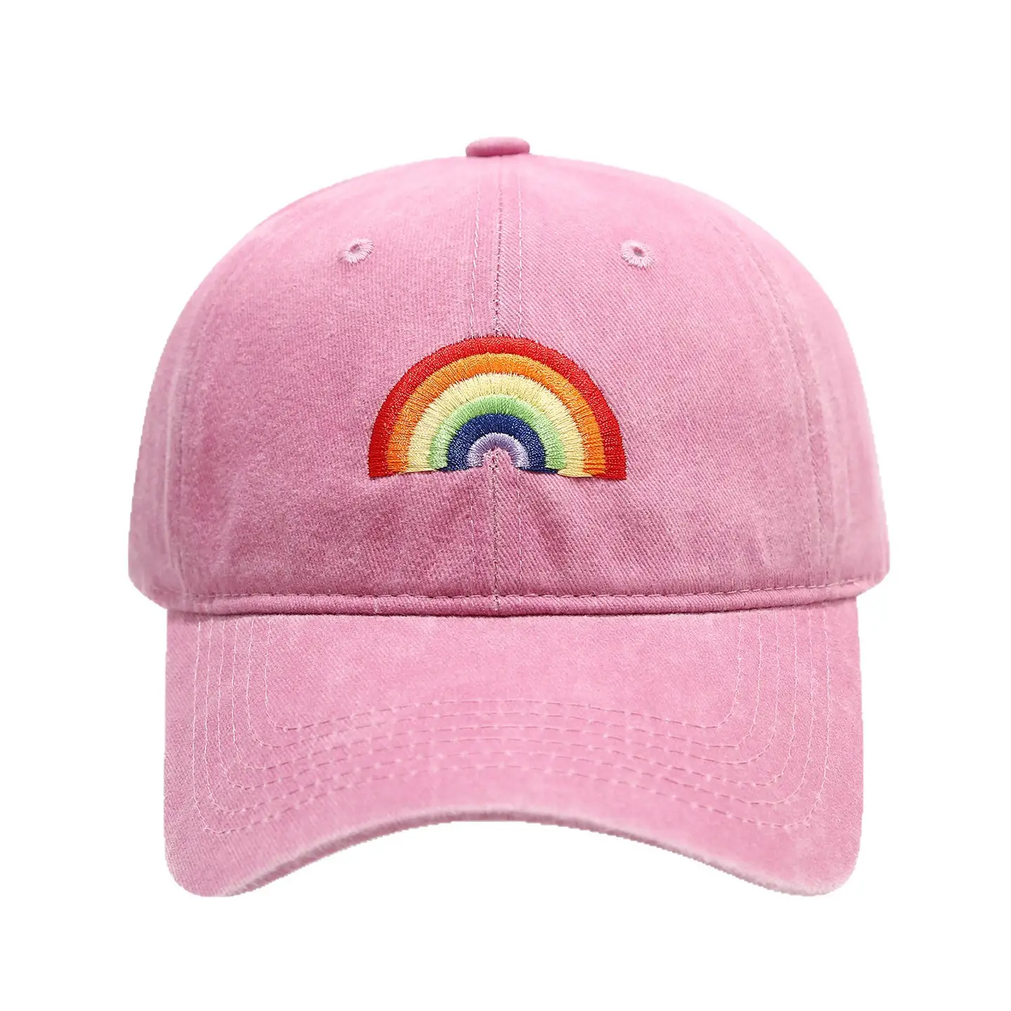 Rainbow Embroidered Men's Sun Hat Pink Black - Image 10