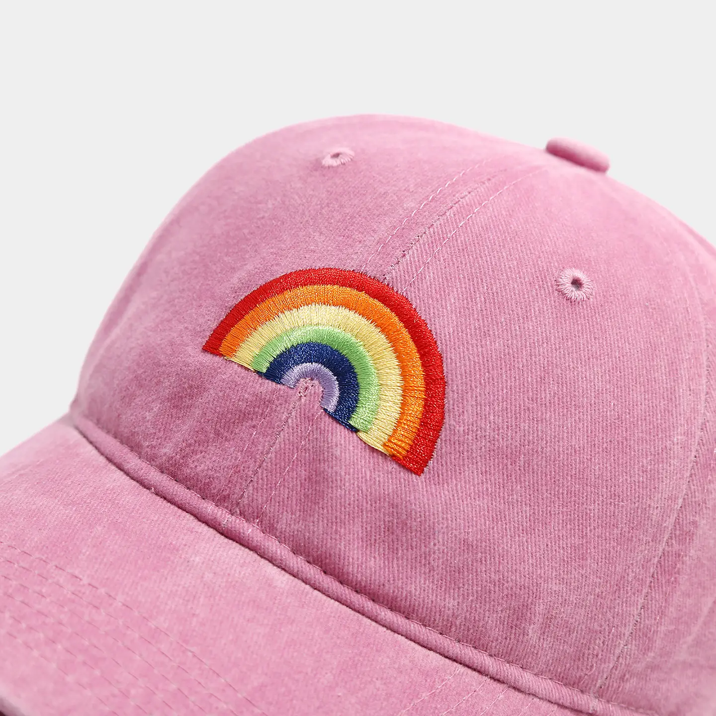 Rainbow Embroidered Men's Sun Hat Pink Black — feature 10