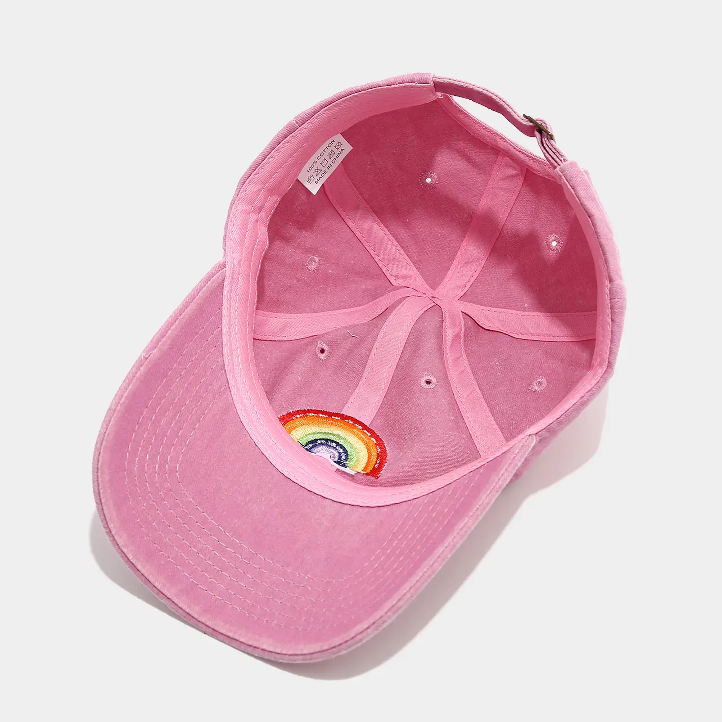 Rainbow Embroidered Men's Sun Hat Pink Black — feature 11