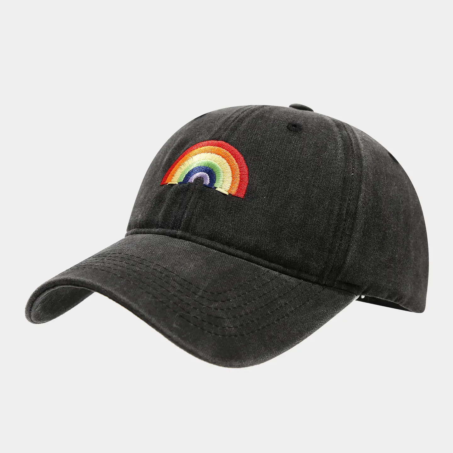 Rainbow Embroidered Men's Sun Hat Pink Black — feature 4