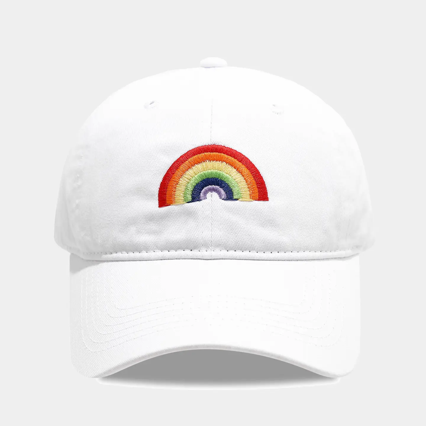 Rainbow Embroidered Men's Sun Hat Pink Black - Image 3