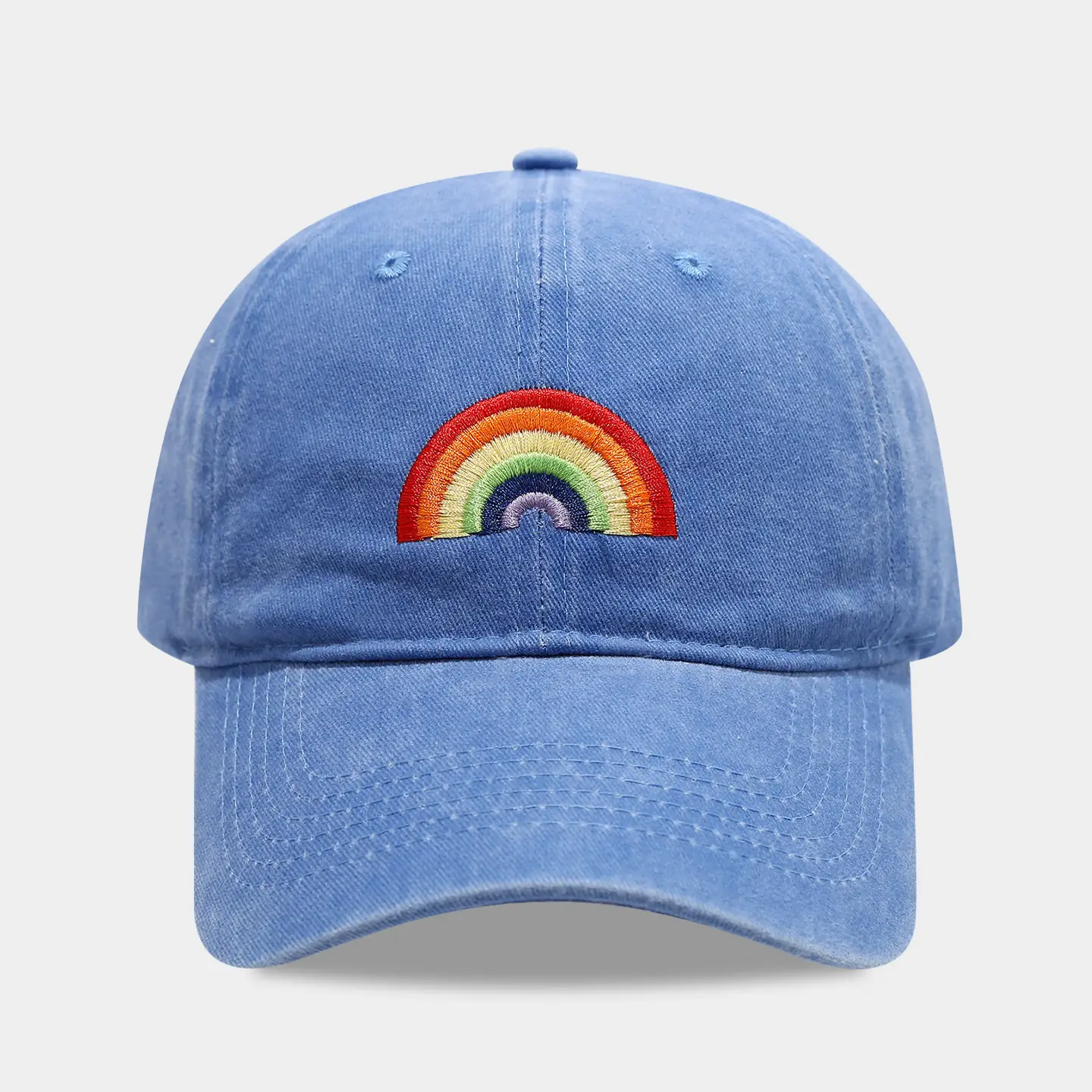 Rainbow Embroidered Men's Sun Hat Pink Black - Image 5