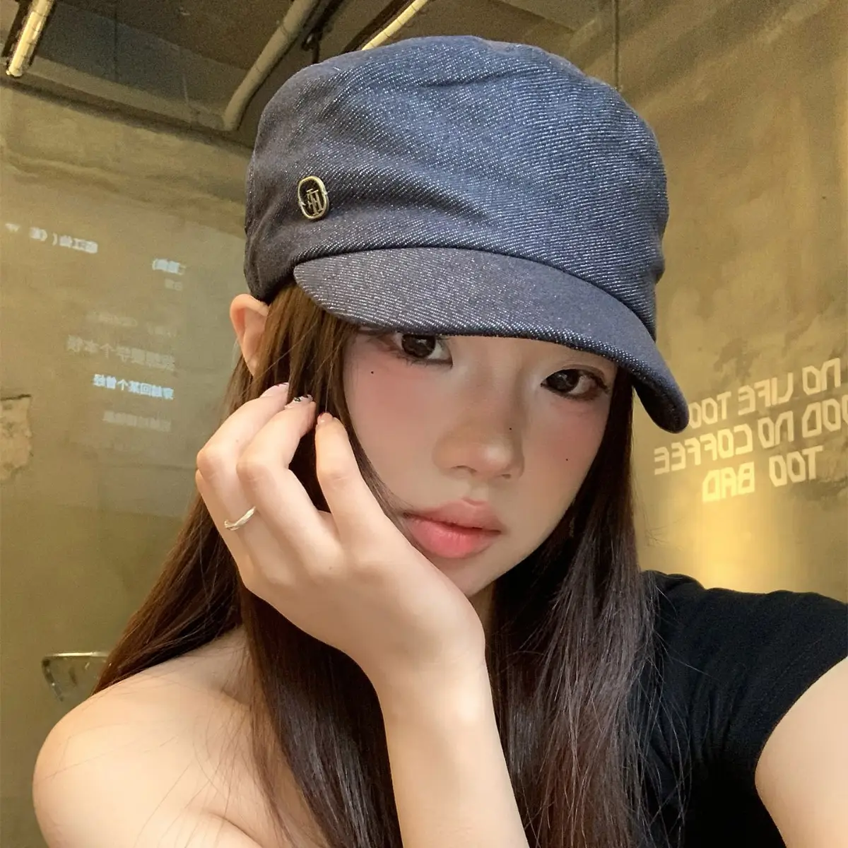 Women Retro Denim Beret 2025 New British Style - Image 3