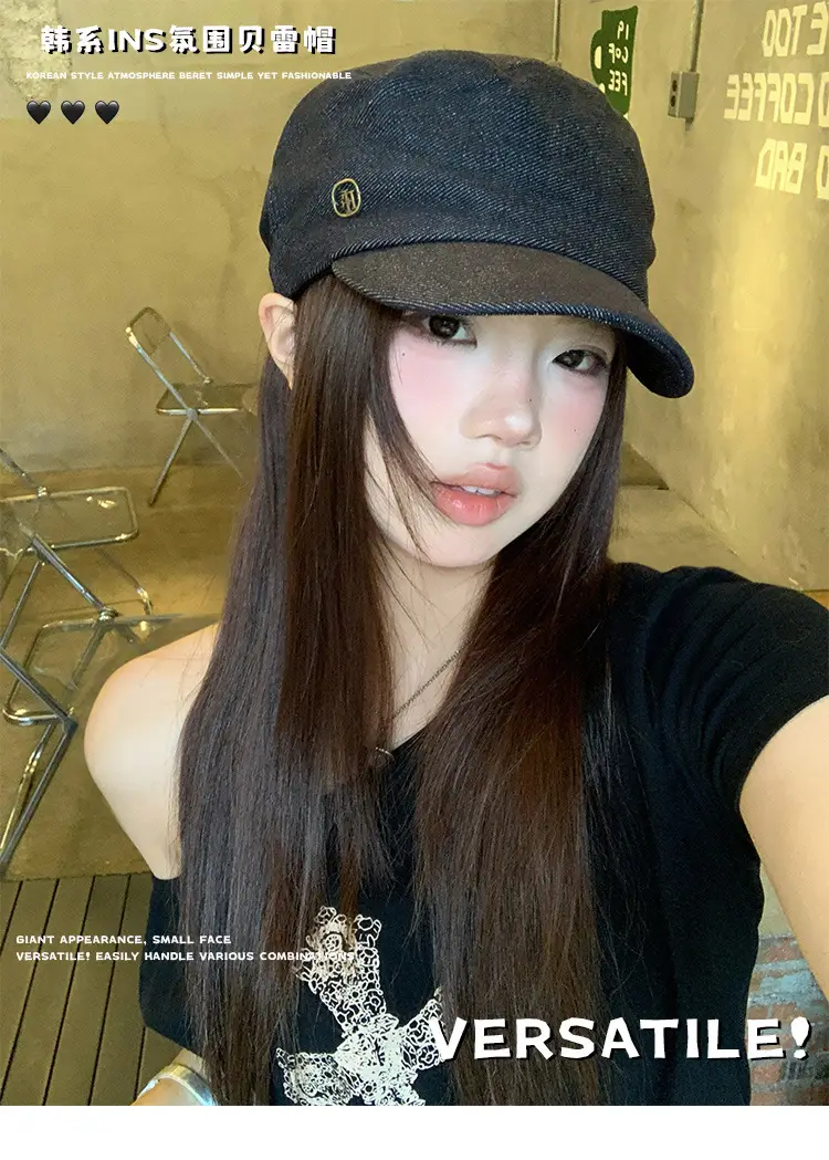 Women Retro Denim Beret 2025 New British Style — feature 1