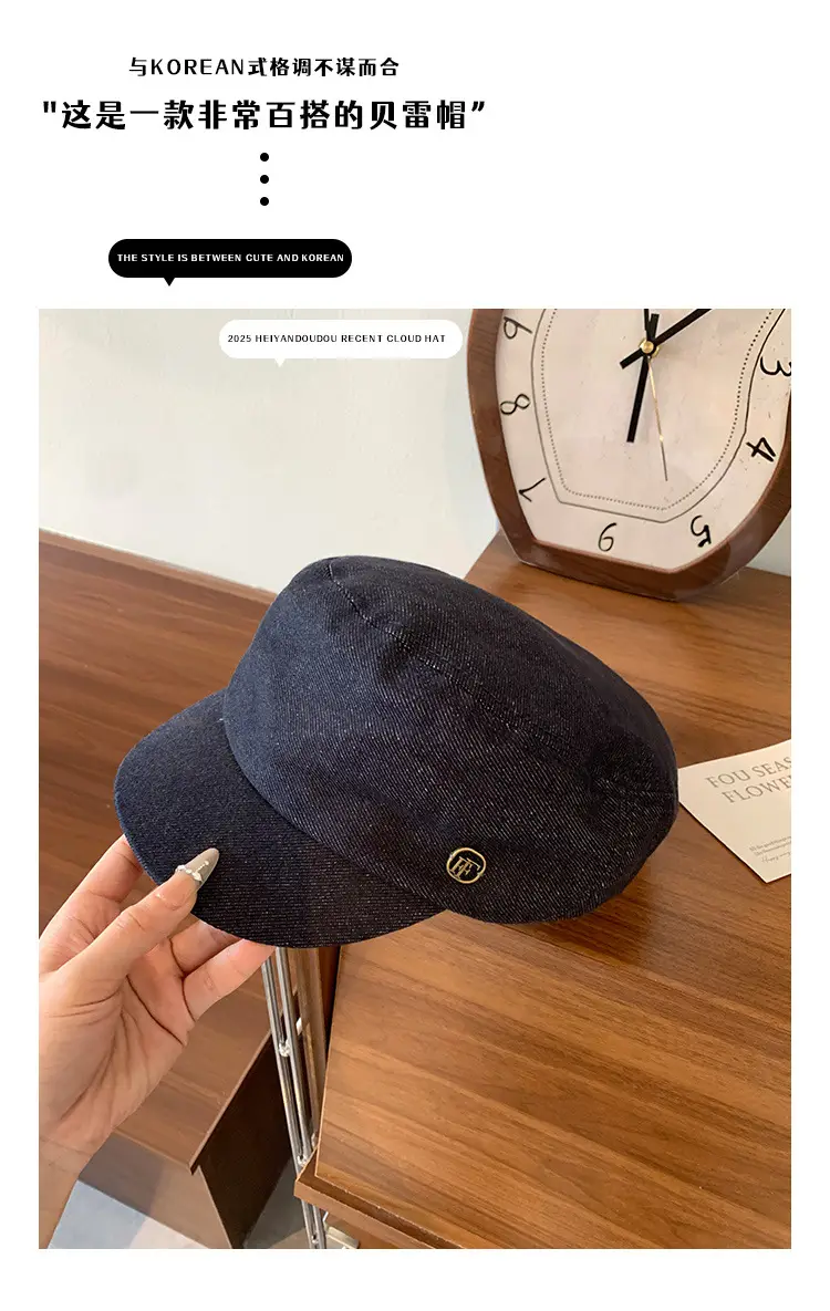 Women Retro Denim Beret 2025 New British Style — feature 2