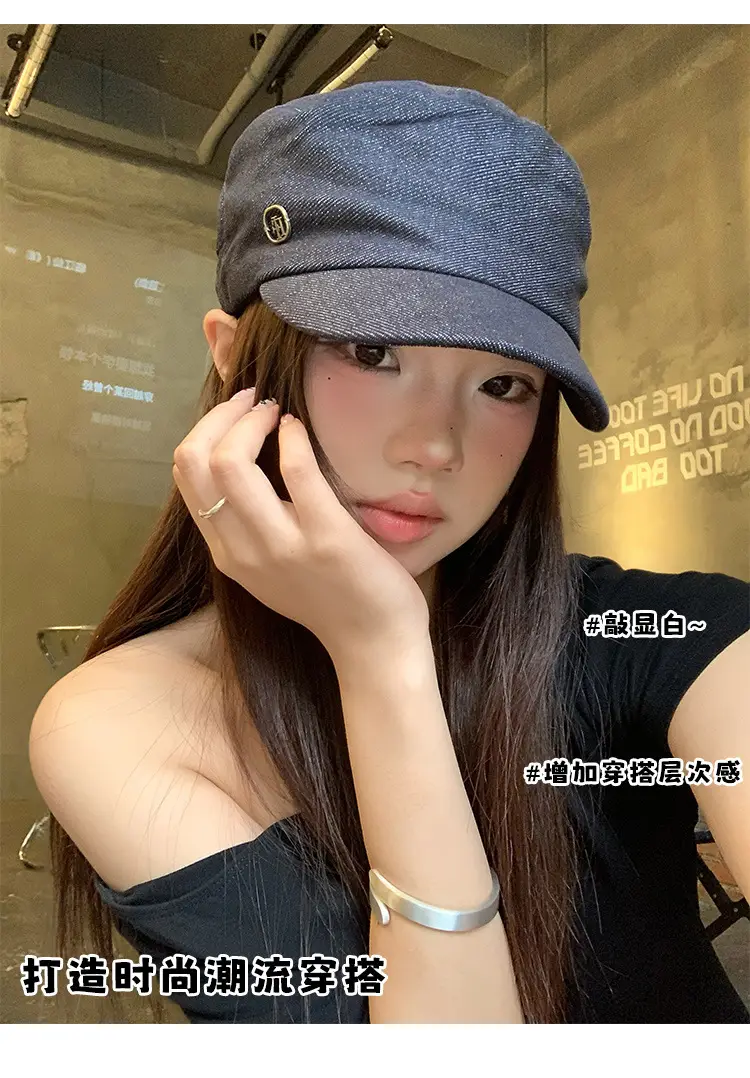 Women Retro Denim Beret 2025 New British Style — feature 4