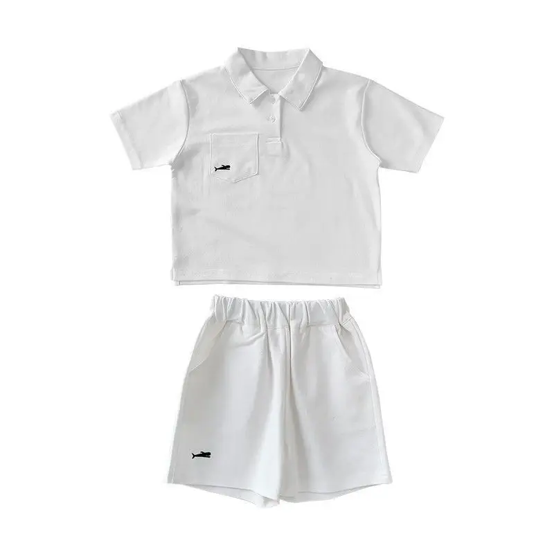 Green Korean Style Boys Shorts Set Polo Collar Shorts - Image 8