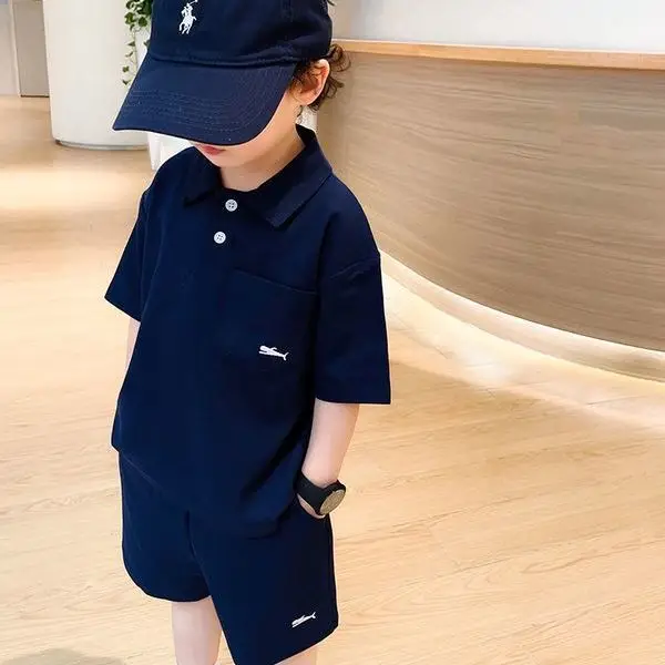 Green Korean Style Boys Shorts Set Polo Collar Shorts — feature 6