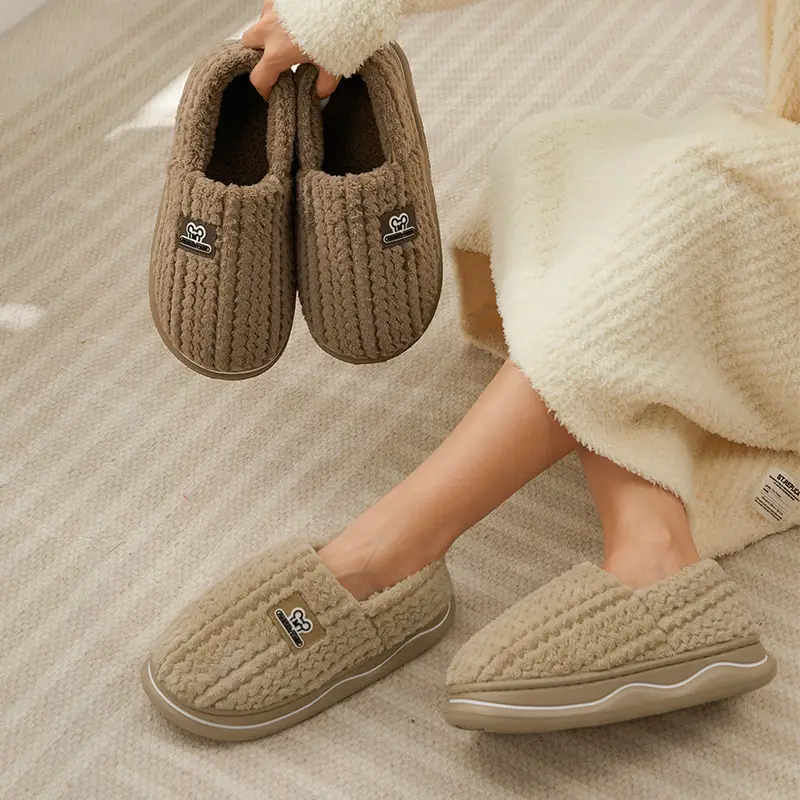 Women Cotton Warm Slippers Winter Indoor Thick Soles - Image 9